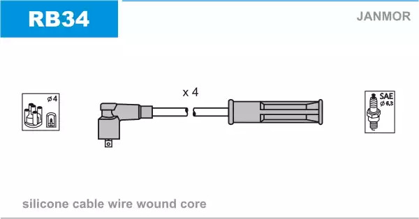 Высоковольтные провода зажигания JANMOR RB34