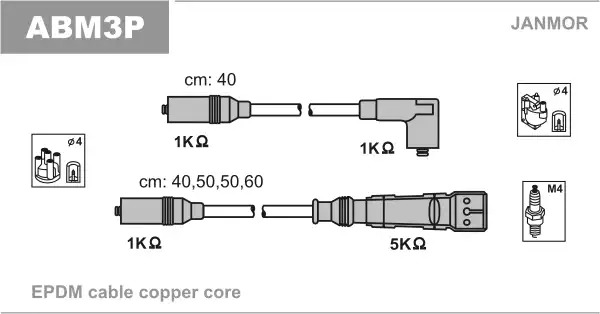 Высоковольтные провода зажигания JANMOR ABM3P