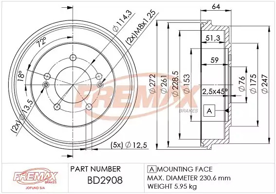Тормозной диск FREMAX BD2908