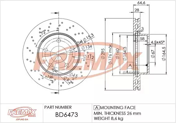 Тормозной диск передний FREMAX BD6473
