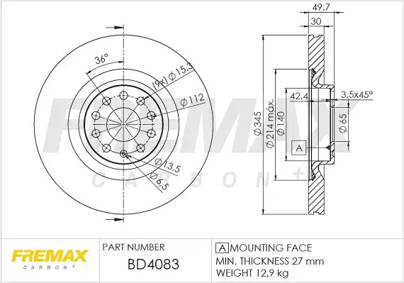Тормозной диск передний FREMAX BD4083
