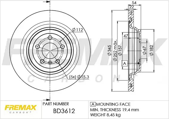 Тормозной диск задний FREMAX BD3612