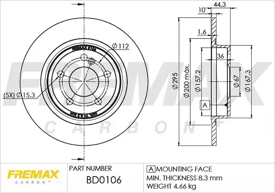 Тормозной диск задний FREMAX BD0106