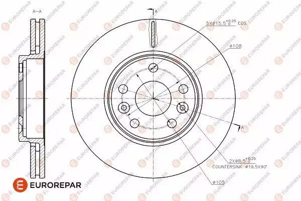 Тормозной диск передний EUROREPAR 1642764780