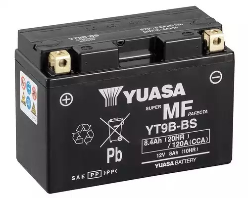 Аккумулятор для мотоцикла Yuasa MF VRLA Battery AGM 12V 8.4Ah 120A L+ YUASA YT9BBS