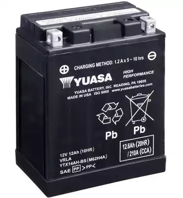 Аккумулятор Yuasa 12,6 Ah 12V 210 (EN) High Performance MF VRLA Battery AGM YTX14AH-BS(сухозаряжений) YUASA YTX14AHBS