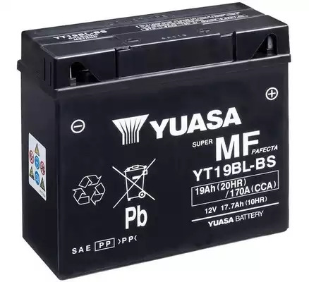 Аккумулятор Yuasa MF VRLA 19Ah 12V 170A R+ (сухой) YUASA YT19BLBS