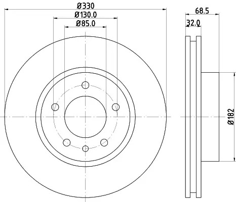 Тормозной диск передний левый HELLA PAGID 8DD355109721