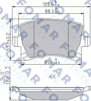 Комплект тормозных колодок, дисковый тормоз FOMAR FRICTION FO912381