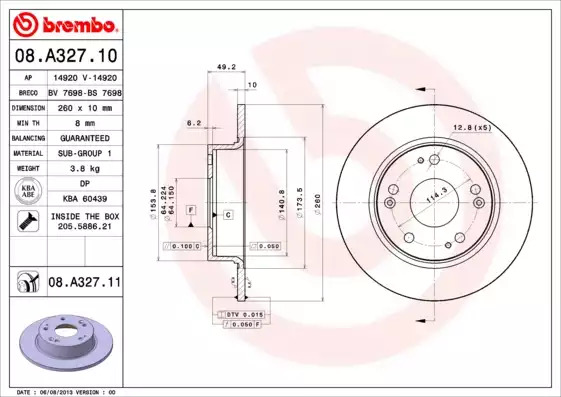 Тормозной диск задний BREMBO 08A32711