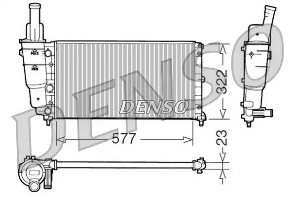 Радиатор охлаждения двигателя (мех. КПП) DENSO DRM09096