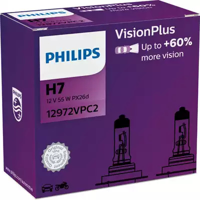 Галогенная лампа H7 12V 55W PX26D Vision 2шт PHILIPS 12972VPC2