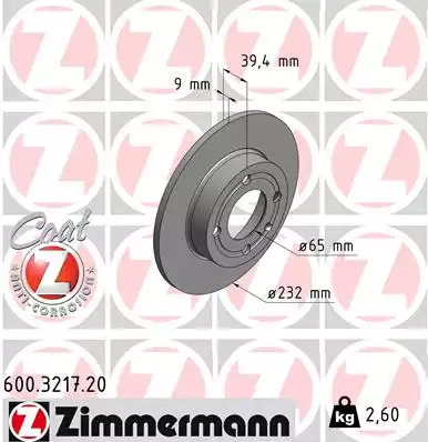 Тормозной диск задний ZIMMERMANN 600321720