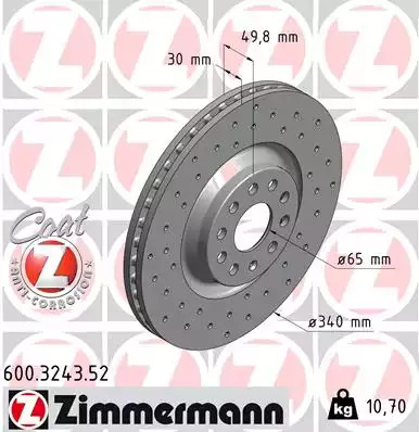Тормозной диск передний SPORT Coat Z ZIMMERMANN 600324352