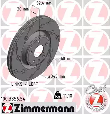 Тормозной диск передний ZIMMERMANN 100335654