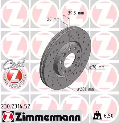 Тормозной диск передний SPORT Coat Z ZIMMERMANN 230231452