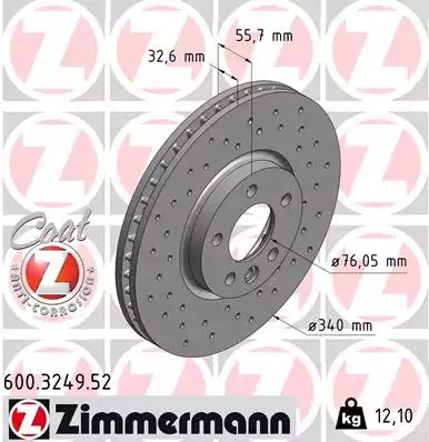 Тормозной диск передний SPORT Coat Z ZIMMERMANN 600324952