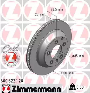 Тормозной диск задний ZIMMERMANN 600322920