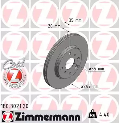 Тормозной диск передний ZIMMERMANN 180302120