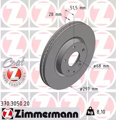 Тормозной диск передний ZIMMERMANN 370305020