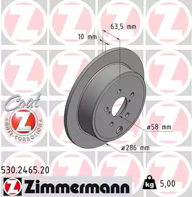 Тормозной диск задний ZIMMERMANN 530246520