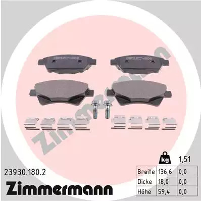 Тормозные колодки передние ZIMMERMANN 239301802