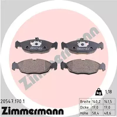 Тормозные колодки передние ZIMMERMANN 205471701