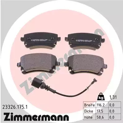 Тормозные колодки задние (под датчик) ZIMMERMANN 233261751