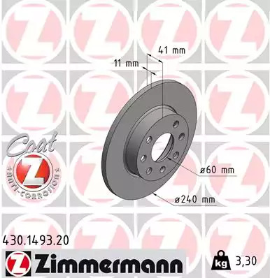 Тормозной диск передний ZIMMERMANN 430149320