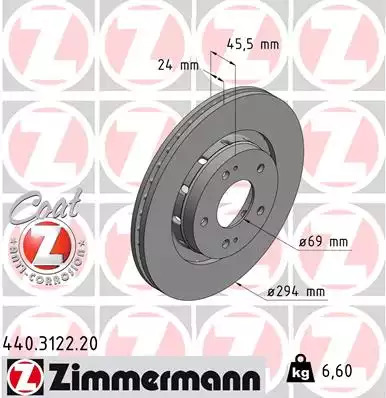 Тормозной диск передний ZIMMERMANN 440312220