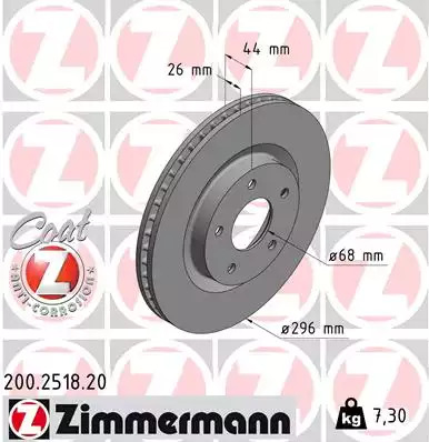 Тормозной диск передний ZIMMERMANN 200251820
