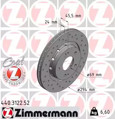 Тормозной диск передний SPORT Coat Z ZIMMERMANN 440312252