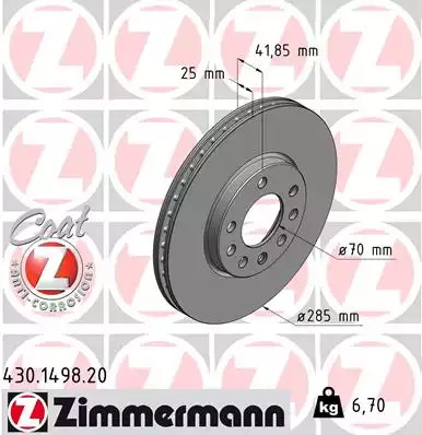 Тормозной диск передний ZIMMERMANN 430149820