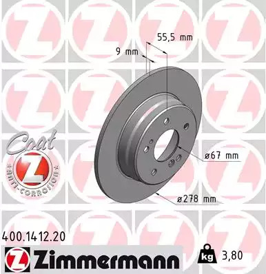 Тормозной диск задний ZIMMERMANN 400141220