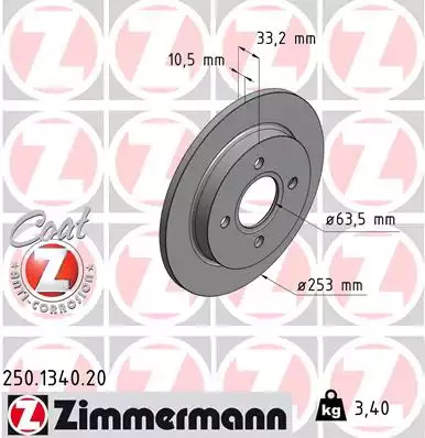 Тормозной диск задний ZIMMERMANN 250134020
