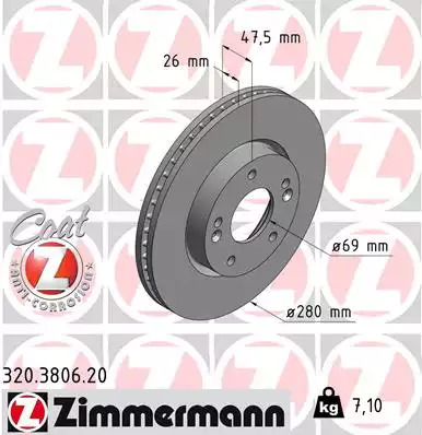 Тормозной диск передний ZIMMERMANN 320380620