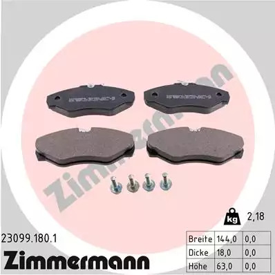 Тормозные колодки передние ZIMMERMANN 230991801