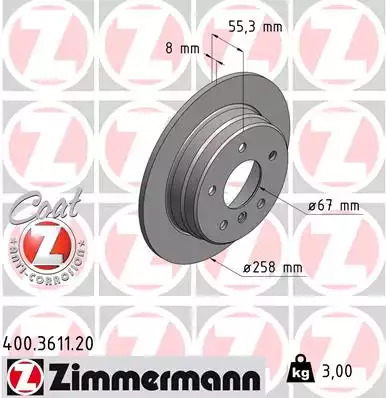 Тормозной диск задний ZIMMERMANN 400361120