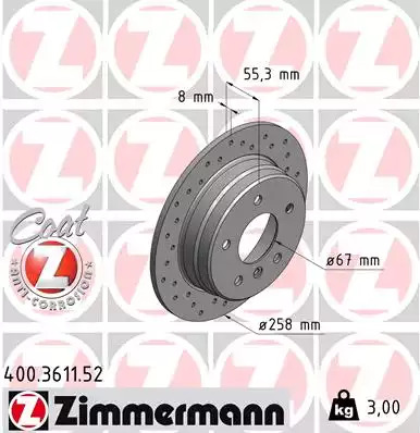 Тормозной диск задний SPORT Coat Z ZIMMERMANN 400361152