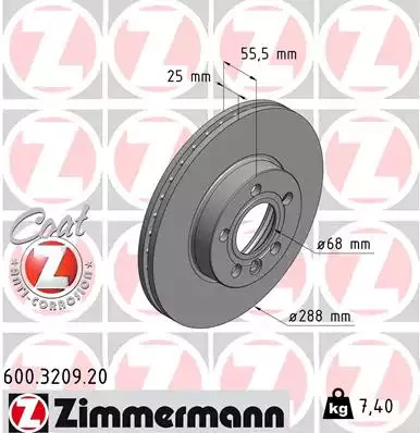 Тормозной диск передний ZIMMERMANN 600320920