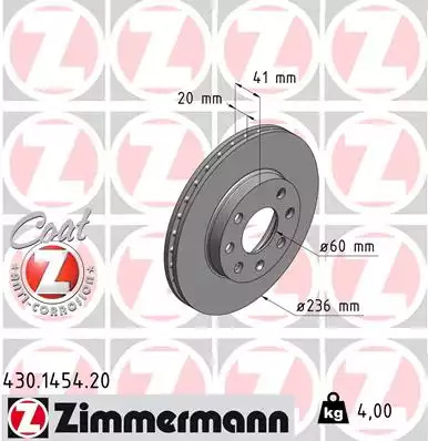 Тормозной диск передний ZIMMERMANN 430145420