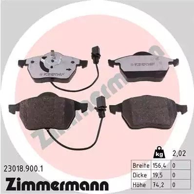 Тормозные колодки передние ZIMMERMANN 230189001