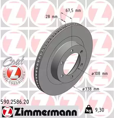 Тормозной диск передний ZIMMERMANN 590258620