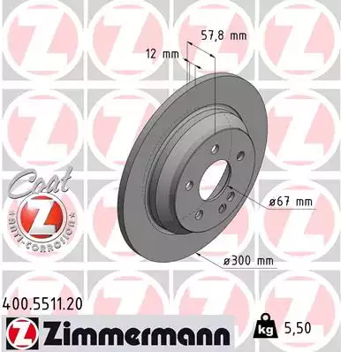 Тормозной диск задний ZIMMERMANN 400551120