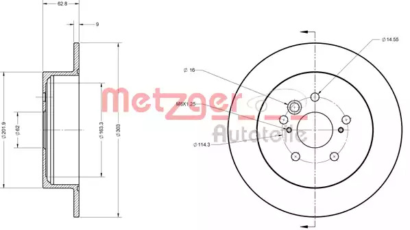 Тормозной диск задний METZGER 6110272