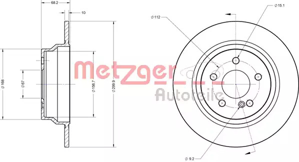Тормозной диск задний METZGER 6110274