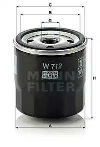 Фильтр масляный MANN FILTER W712
